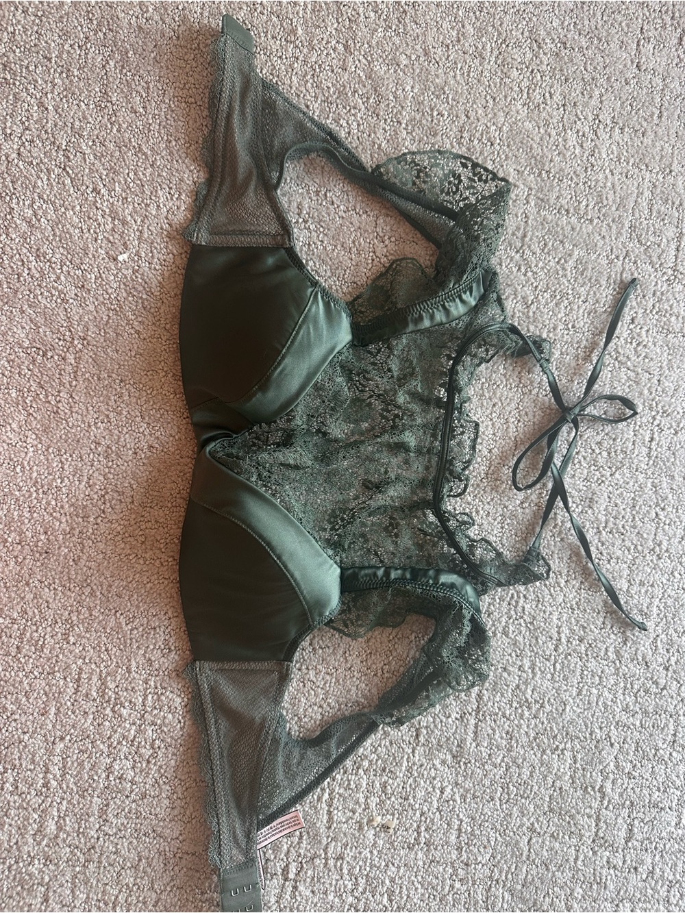 Victoria's Secret Olive Green Lace & Satin Bralette